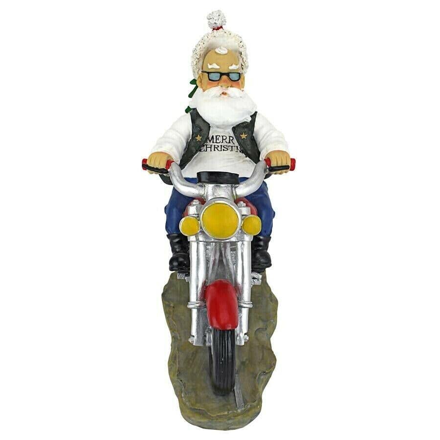 ALDO Decor > Artwork > Sculptures & Statues Christmas Santa Biker With Gifts Desktop Statue