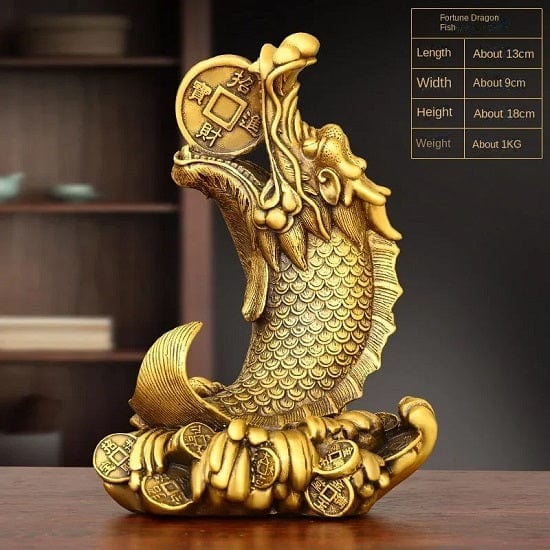 ALDO Décor>Artwork>Sculptures & Statues Feng Shui Golden Copper Brass Head Fish Sculptures For Welth,Sucess and Prosperity