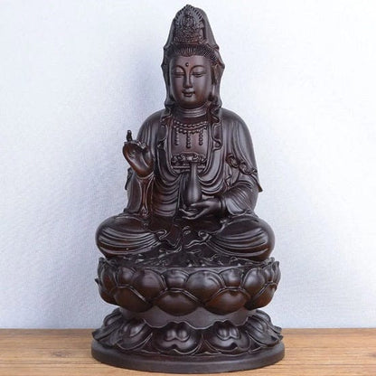 ALDO Décor>Artwork>Sculptures & Statues Feng Shui Sandalwood Hand Carved Buddha Statue For Good Luck,Wealth and Prosperity