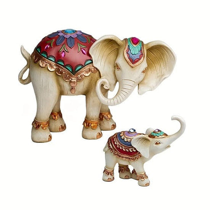 ALDO Decor / Artwork / Sculptures & Statues / Fortune Elephant Famiy Hand Made Sculpture Symbolize Welth, Happiness and Prosperity