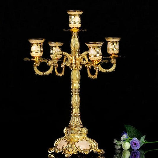 ALDO Décor>Artwork>Sculptures & Statues Gold Vintage Metal 5 Arm Candlestick Candle Holders  Centerpieces Home Decoration