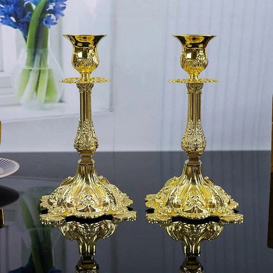 ALDO Décor>Artwork>Sculptures & Statues Gold Vintage Romantic Gold Silver Metal Candle Holders Candlestick Candle Holders Set of Two