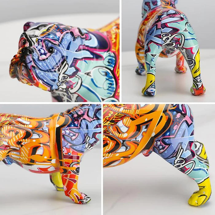 ALDO Décor>Artwork>Sculptures & Statues Graffiti English Bulldog Abstract Design Pink Statue