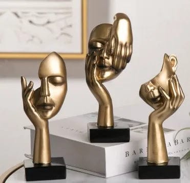 ALDO Decor / Artwork / Sculptures & Statues / Hear Nothing See Nothing Say Nothing Hand Made Golden Sculpture Set of Three