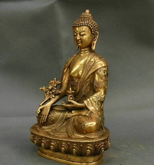 ALDO Décor>Artwork>Sculptures & Statues Large Brass Menla Medicine Buddha Buddha Statue  Symbolizes the Power of Healing and gGod Health.