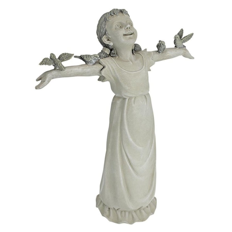 ALDO Decor > Artwork > Sculptures & Statues Little Girl  With Birds Statue Garden Statue