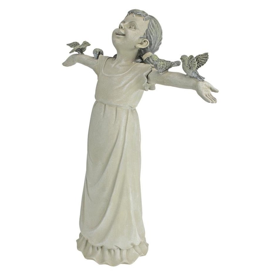 ALDO Decor > Artwork > Sculptures & Statues Little Girl  With Birds Statue Garden Statue