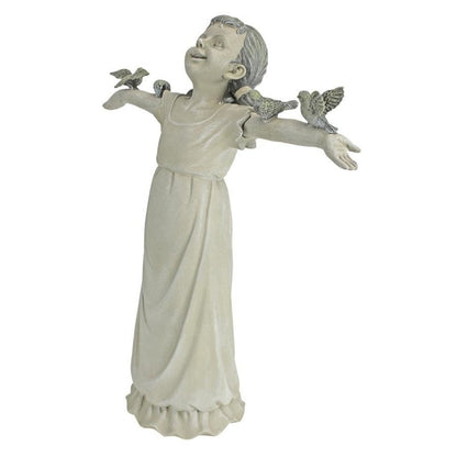 ALDO Decor > Artwork > Sculptures & Statues Little Girl  With Birds Statue Garden Statue