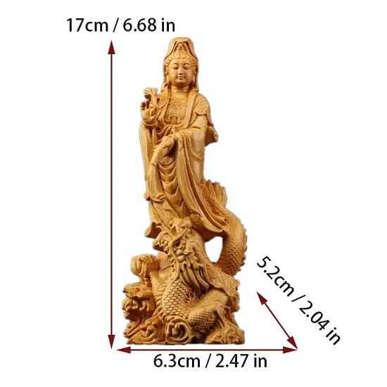 ALDO Décor>Artwork>Sculptures & Statues Natural Wood Hand Carved Kuan Yin Buddha Statue Symbolizes Peace, Love, Calm, Creates Balance and Harmony