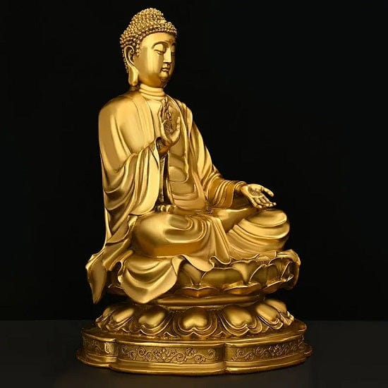 ALDO Décor>Artwork>Sculptures & Statues Pure Copper Large Feng Shui Shakyamuni Buddha Sitting On Lotus Flower For Good Luck,Wealth and Prosperity