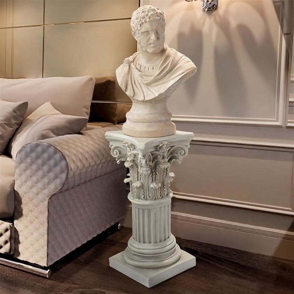 ALDO Décor>Artwork>Sculptures & Statues Roman Emperor Marcus Aurelius  Caracalla Sculptural Bust On Corinthian Pedestal