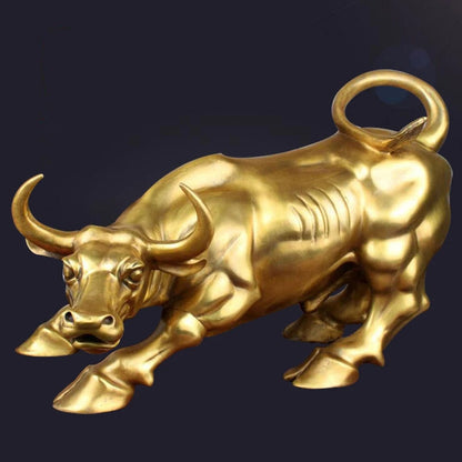 ALDO Decor / Artwork / Sculptures & Statues / Small long:11.8cm     width:8cm      high:9cm       weight:0.38kg Feng Shui Cooper Golden Wall Street Bull Statue Enhance Wealth and Success