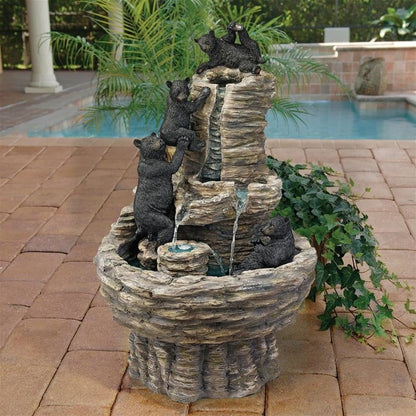 ALDO Decor > Fountains & Ponds 17"Wx16.5"Dx27"H / new / resin Three Black Bears Sculptural Garden Fountain