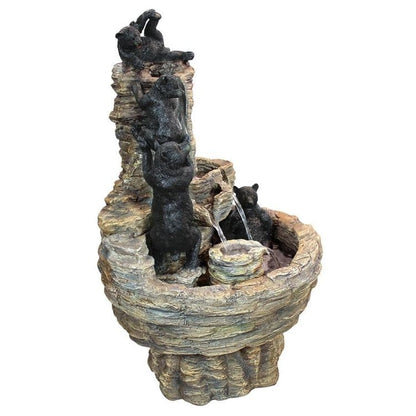 ALDO Decor > Fountains & Ponds 17"Wx16.5"Dx27"H / new / resin Three Black Bears Sculptural Garden Fountain