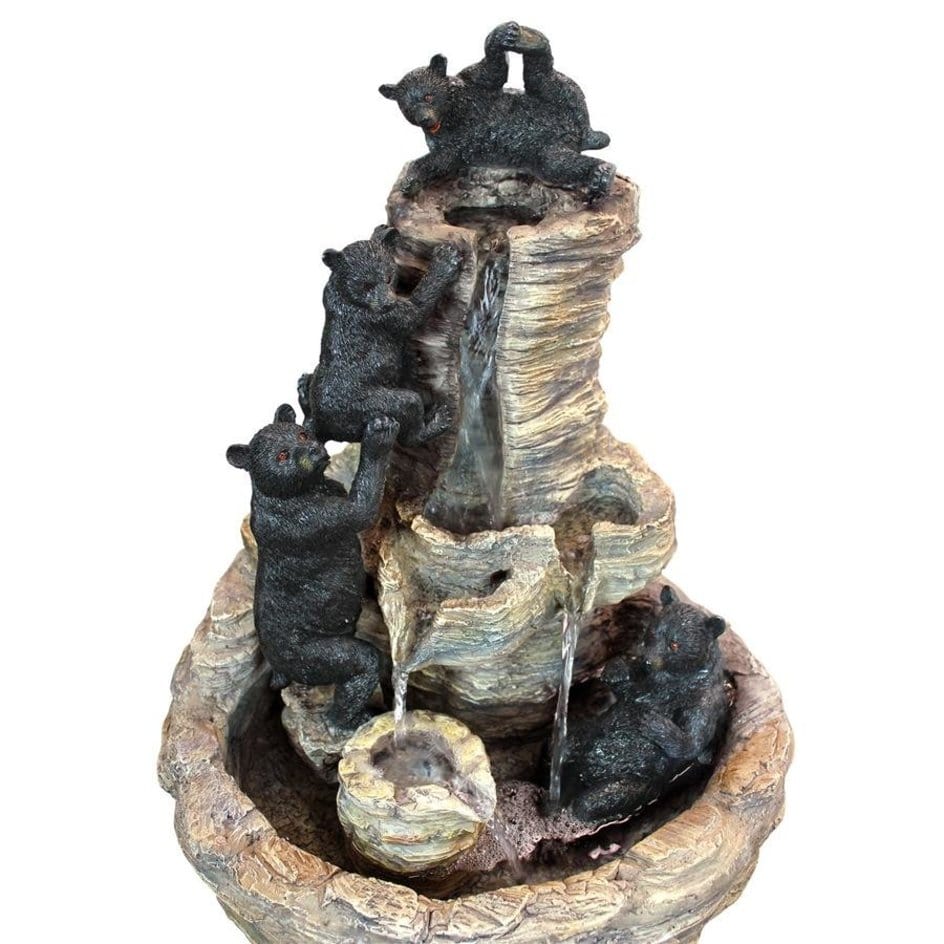 ALDO Decor > Fountains & Ponds 17"Wx16.5"Dx27"H / new / resin Three Black Bears Sculptural Garden Fountain