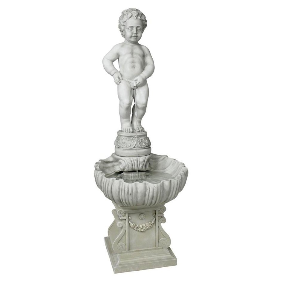 ALDO Decor > Fountains & Ponds 17"Wx17"Dx45.5"H / new / resin Peeing Boy of Brussels Sculptural Garden Fountain  with Plinth Base