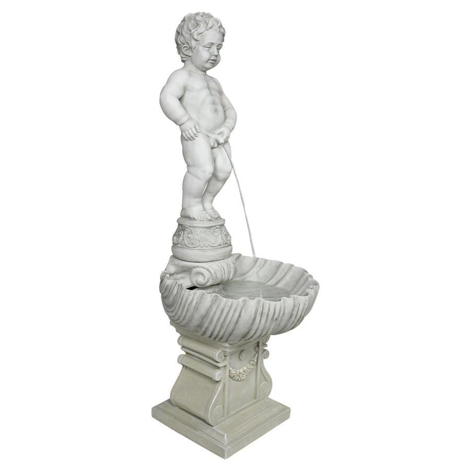 ALDO Decor > Fountains & Ponds 17"Wx17"Dx45.5"H / new / resin Peeing Boy of Brussels Sculptural Garden Fountain  with Plinth Base