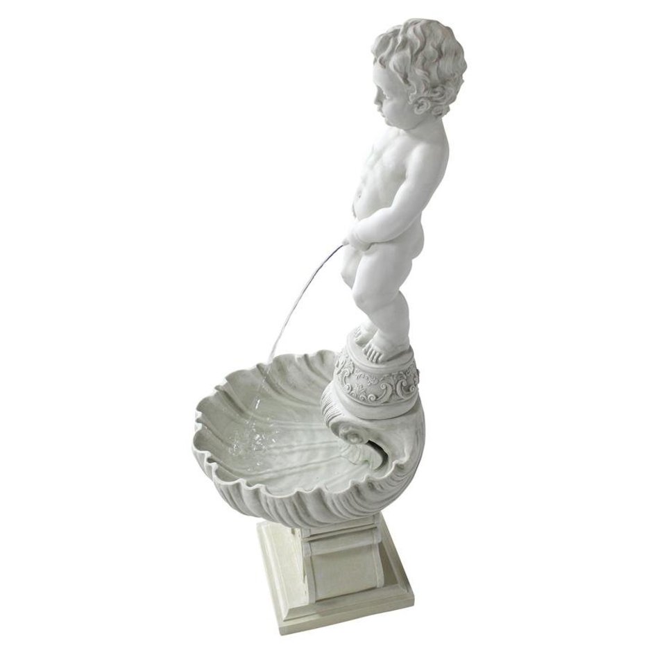 ALDO Decor > Fountains & Ponds 17"Wx17"Dx45.5"H / new / resin Peeing Boy of Brussels Sculptural Garden Fountain  with Plinth Base