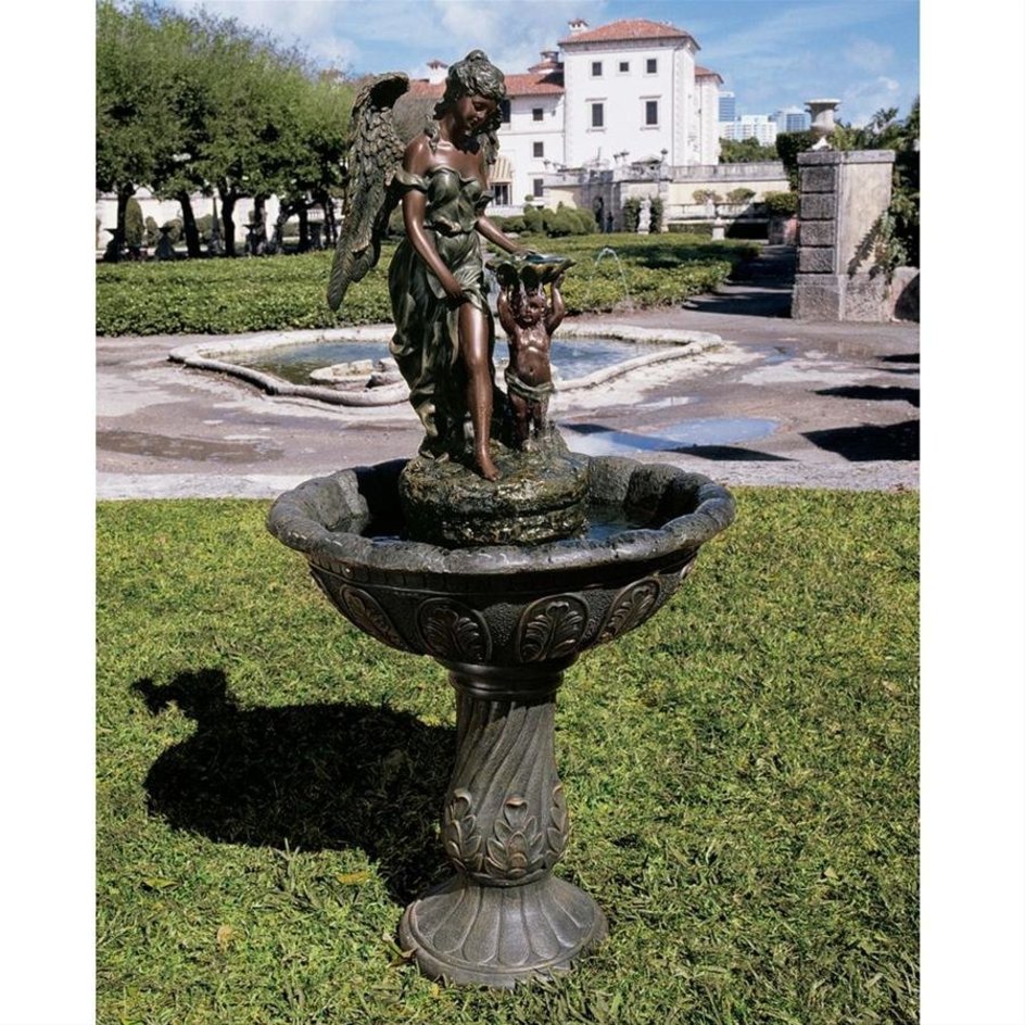 ALDO Decor > Fountains & Ponds 23"Wx23"Dx47"H / new / resin Italian Style Gradian Angel Sculptural Garden Fountain