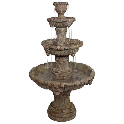 ALDO Decor > Fountains & Ponds 31.5"Wx31.5"Dx56"H / new / resin Italian Medici Garden Sculptural  Lion Four Tier Brown Stone Fountain