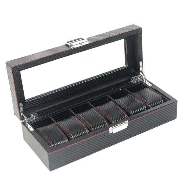 ALDO Décor > Watches Brown Luxury  High Quality Carbon Fiber Leather Watch Case Box Organizer