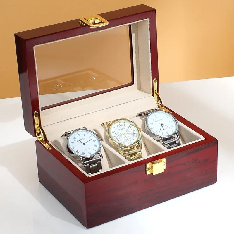 ALDO Décor > Watches Brown Luxury High Quality Piano Painted Wood Watch Case Box Organizer