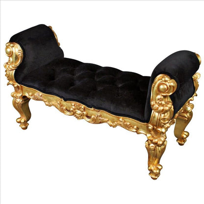 Aldo Furniture Home And Garden Decoration Décor Chair & Sofa Cushions French Style Hand-carved Solid Mahogany Real Gold Leaf Finish  Double Rolled Arm Bench