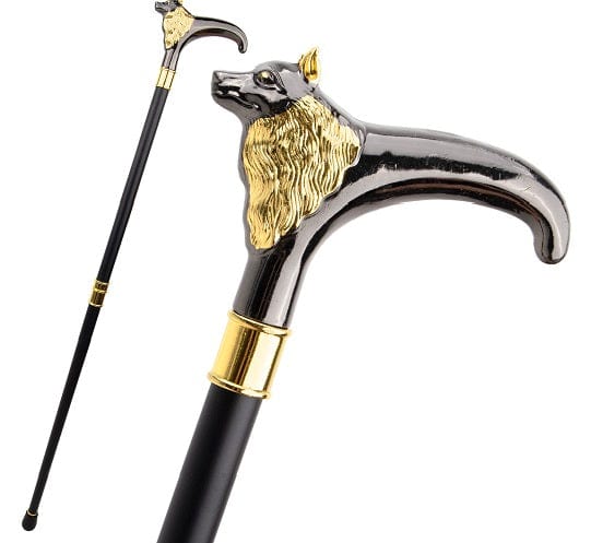 ALDO Health Care Mobility & Accessibility Canes & Walking Sticks Collectible  Gentleman Gold Black Luxury Fox Walking Stick