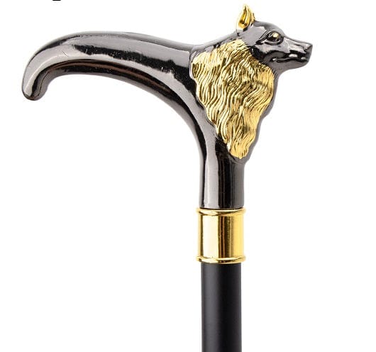 ALDO Health Care Mobility & Accessibility Canes & Walking Sticks Collectible  Gentleman Gold Black Luxury Fox Walking Stick