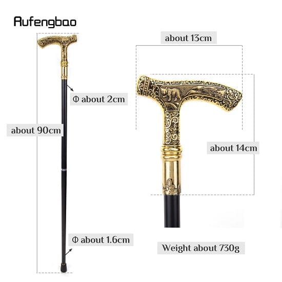 ALDO Health Care Mobility & Accessibility Canes & Walking Sticks Gold Luxury Bear Handle Curve Line Type Walking Cane Fashion Gentleman Walking Stick