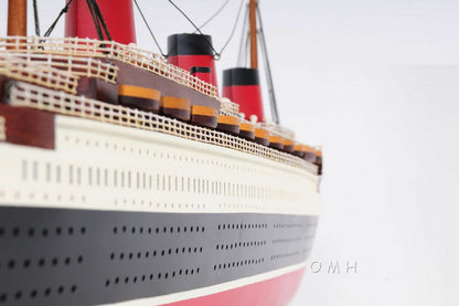 ALDO Hobbies & Creative Arts> Collectibles> Scale Model 44.75 W: 9.25 H: 15 Inches / NEW / Wood T.S.S. Normandie French Painted Passenger Ship Ocean Liner Large Wood Model Assembled With Display Case