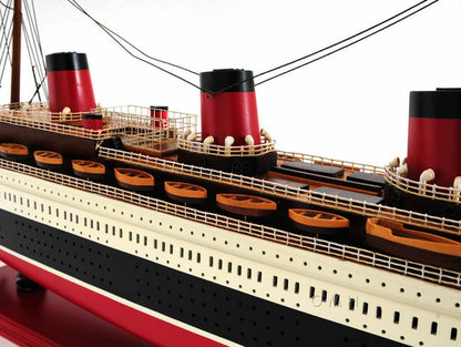 ALDO Hobbies & Creative Arts> Collectibles> Scale Model 44.75 W: 9.25 H: 15 Inches / NEW / Wood T.S.S. Normandie French Painted Passenger Ship Ocean Liner Large Wood Model Assembled With Display Case