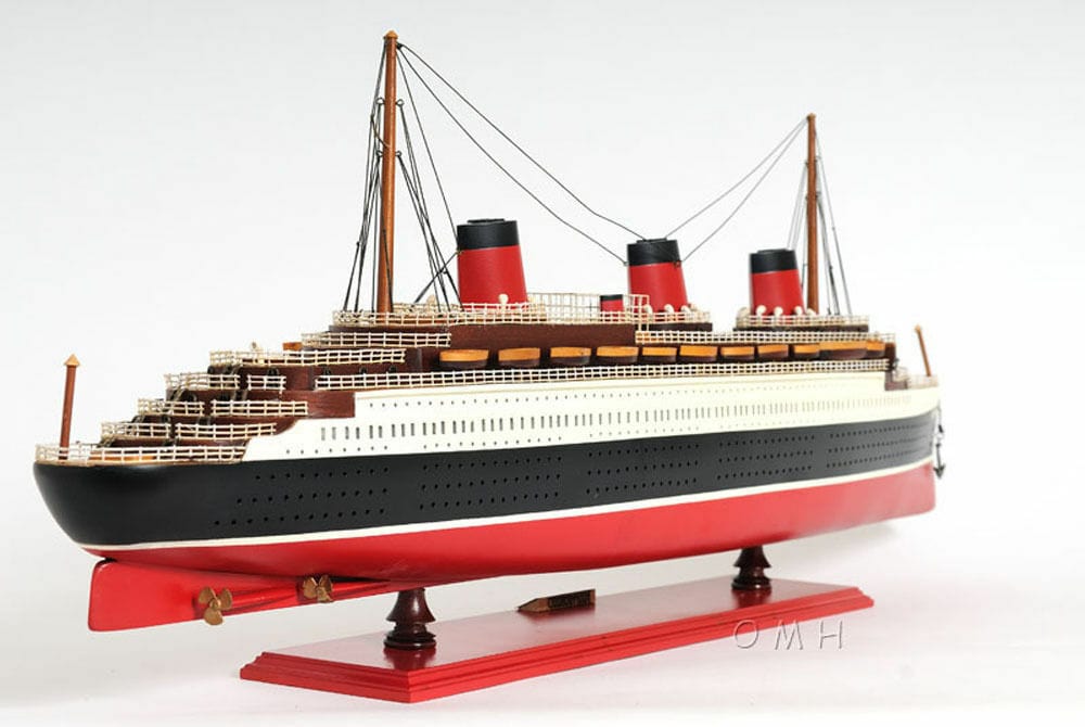 ALDO Hobbies & Creative Arts> Collectibles> Scale Model 44.75 W: 9.25 H: 15 Inches / NEW / Wood T.S.S. Normandie French Painted Passenger Ship Ocean Liner Large Wood Model Assembled With Display Case