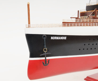 ALDO Hobbies & Creative Arts> Collectibles> Scale Model 44.75 W: 9.25 H: 15 Inches / NEW / Wood T.S.S. Normandie French Painted Passenger Ship Ocean Liner Large Wood Model Assembled With Display Case