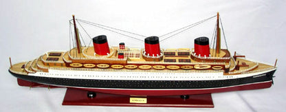 ALDO Hobbies & Creative Arts> Collectibles> Scale Model 44.75 W: 9.25 H: 15 Inches / NEW / Wood T.S.S. Normandie French Painted Passenger Ship Ocean Liner Large Wood Model Assembled With Display Case