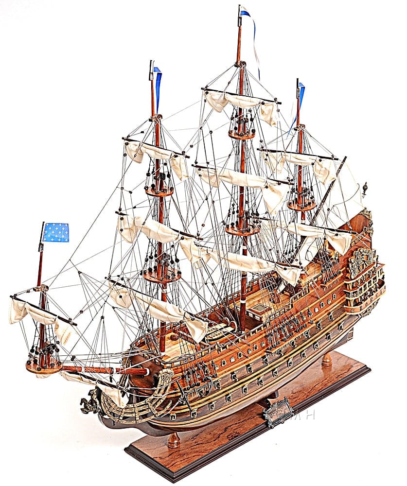 ALDO Hobbies & Creative Arts> Collectibles> Scale Model L: 28 W: 10 H: 27 Inches / NEW / Wood Soleil Royal Royal Sun French Tall Ship Medium Wood Model Sailboat Assembled