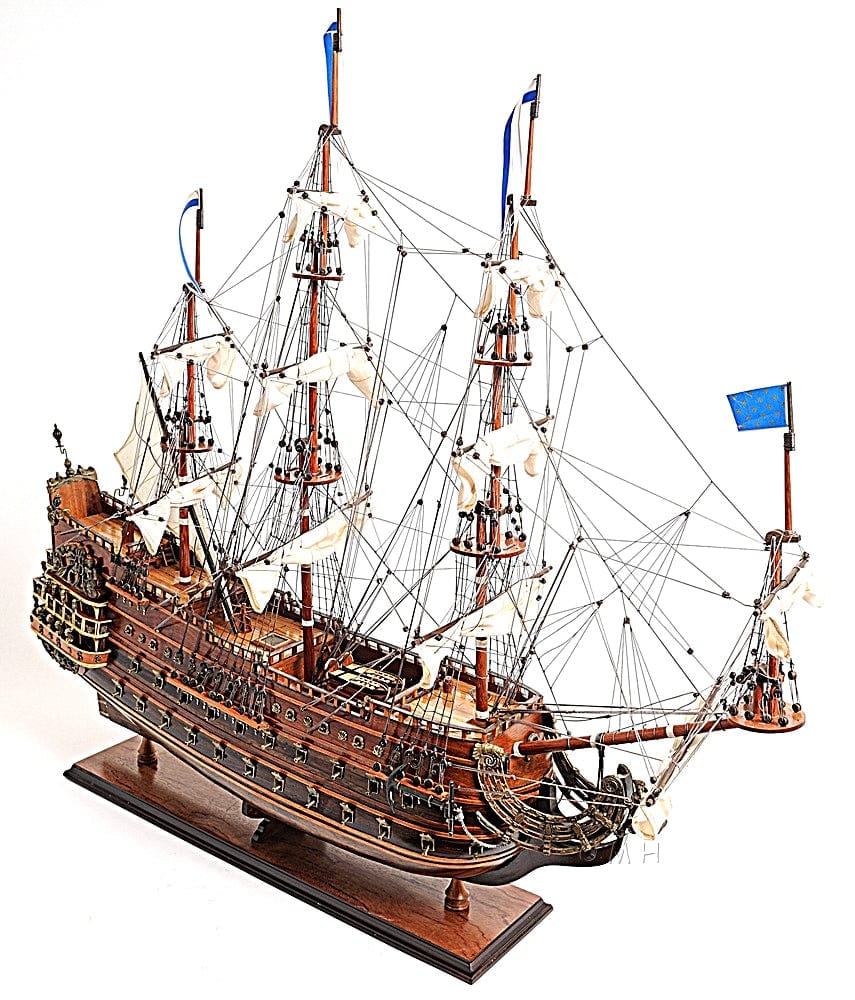 ALDO Hobbies & Creative Arts> Collectibles> Scale Model L: 28 W: 10 H: 27 Inches / NEW / Wood Soleil Royal Royal Sun French Tall Ship Medium Wood Model Sailboat Assembled