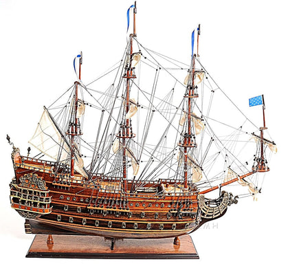 ALDO Hobbies & Creative Arts> Collectibles> Scale Model L: 28 W: 10 H: 27 Inches / NEW / Wood Soleil Royal Royal Sun French Tall Ship Medium Wood Model Sailboat Assembled