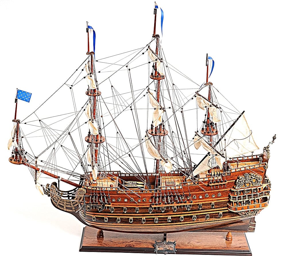 ALDO Hobbies & Creative Arts> Collectibles> Scale Model L: 28 W: 10 H: 27 Inches / NEW / Wood Soleil Royal Royal Sun French Tall Ship Medium Wood Model Sailboat Assembled