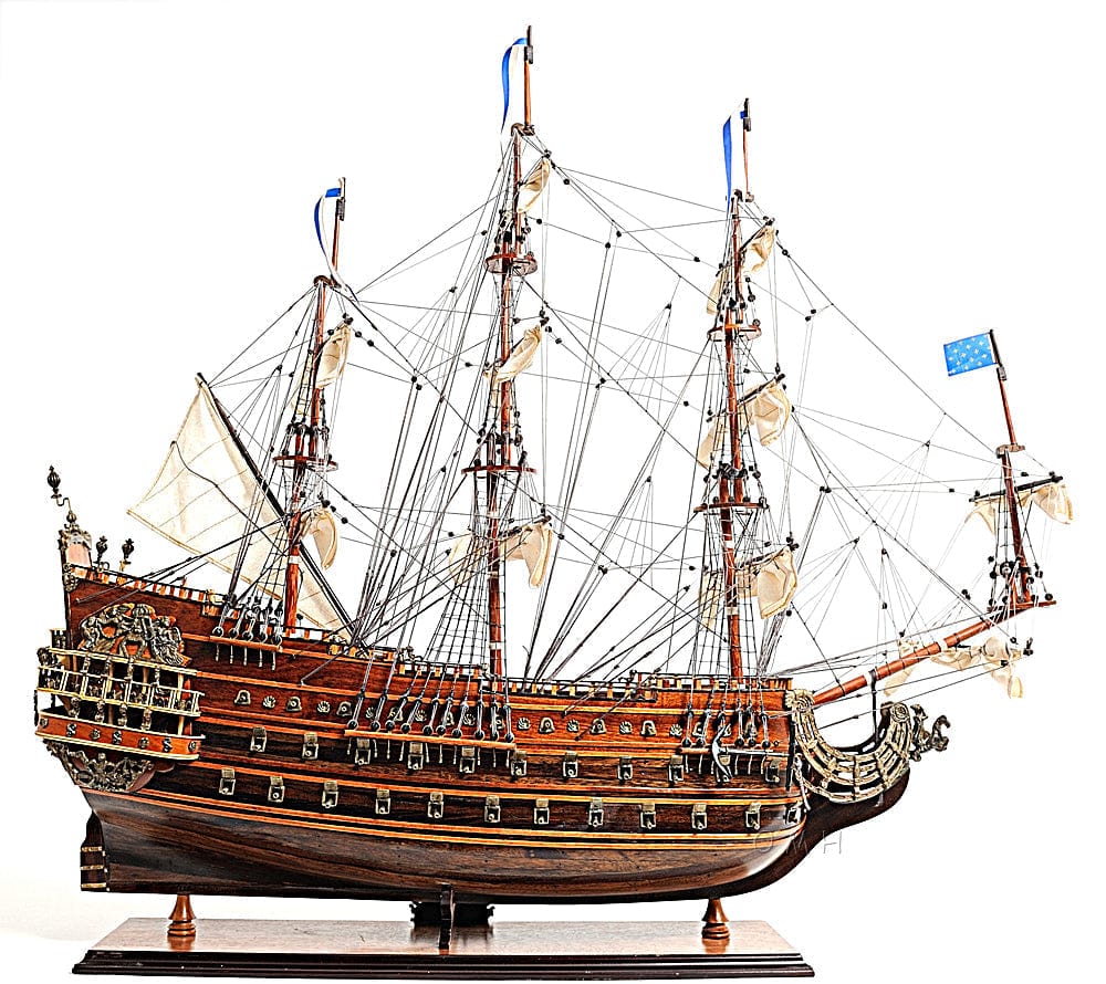 ALDO Hobbies & Creative Arts> Collectibles> Scale Model L: 28 W: 10 H: 27 Inches / NEW / Wood Soleil Royal Royal Sun French Tall Ship Medium Wood Model Sailboat Assembled