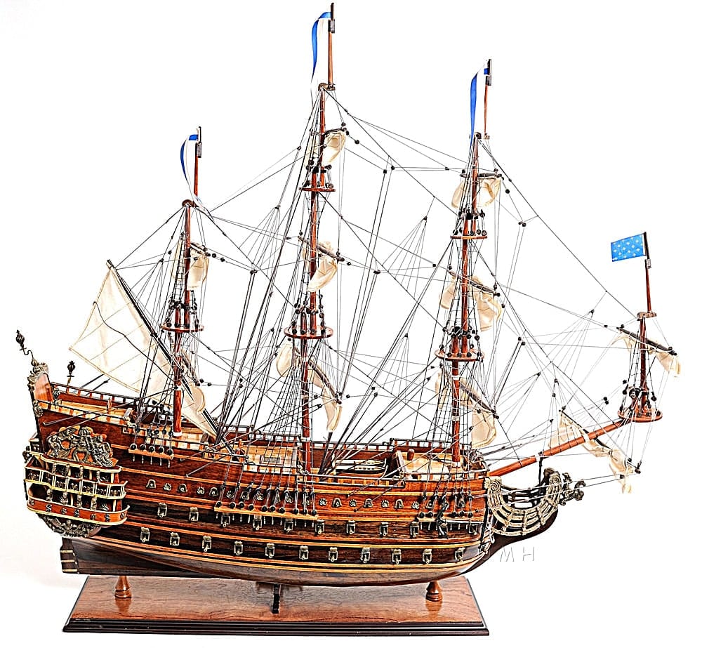 ALDO Hobbies & Creative Arts> Collectibles> Scale Model L: 36 W: 11 H: 33 Inches / NEW / Wood Soleil Royal Royal Sun French Tall Ship Large Wood Model Sailboat Assembled