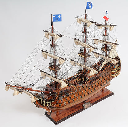 ALDO Hobbies & Creative Arts> Collectibles> Scale Model L: 37 W: 12 H: 36 Inches / Brown / Wood Royal Louis E.E French Navy Tall Ship Large Sailboat Wood Model Assembled