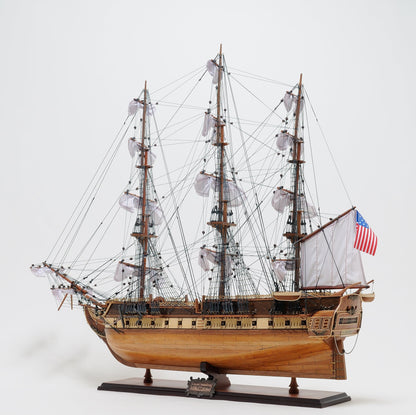 ALDO Hobbies & Creative Arts> Collectibles> Scale Model L: 40 W: 13.75 H: 60 Inches / NEW / Wood USS Constitution Large Tall Ship Wood Model Sailboat With Floor Display Case Combo Assembled