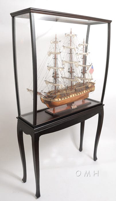 ALDO Hobbies & Creative Arts> Collectibles> Scale Model L: 40 W: 13.75 H: 60 Inches / NEW / Wood USS Constitution Large Tall Ship Wood Model Sailboat With Floor Display Case Combo Assembled