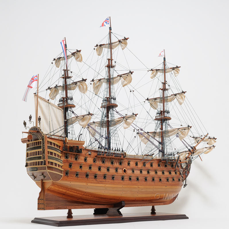 ALDO Hobbies & Creative Arts> Collectibles> Scale Model L: 40 W: 13.75 H: 69 Inches / Brown / Wood HMS Victory Admiral Nelson Flagship Tall Ship Large Sailboat Exclusive Edition Wood Model Assembled With Floor Display Case