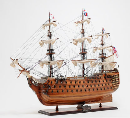 ALDO Hobbies & Creative Arts> Collectibles> Scale Model L: 40 W: 13.75 H: 69 Inches / Brown / Wood HMS Victory Admiral Nelson Flagship Tall Ship Large Sailboat Exclusive Edition Wood Model Assembled With Floor Display Case