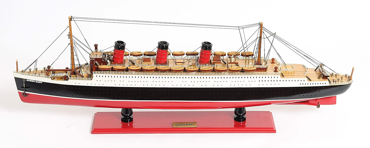 ALDO Hobbies & Creative Arts> Collectibles> Scale Model L: 40 W: 5 H: 12 Inches / NEW / Wood Queen Mary British Flagship Star Painted Passenger Ship Ocean Liner Large Wood Model Assembled