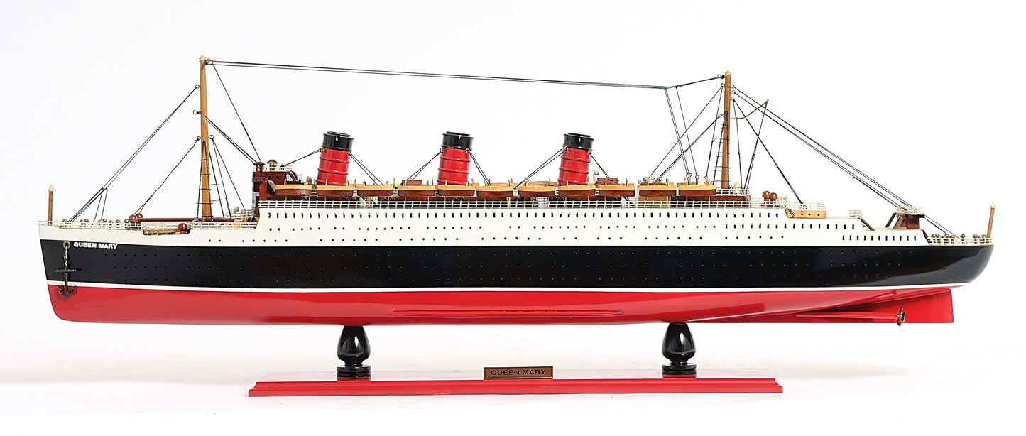 ALDO Hobbies & Creative Arts> Collectibles> Scale Model L: 40 W: 5 H: 12 Inches / NEW / Wood Queen Mary British Flagship Star Painted Passenger Ship Ocean Liner Large Wood Model Assembled