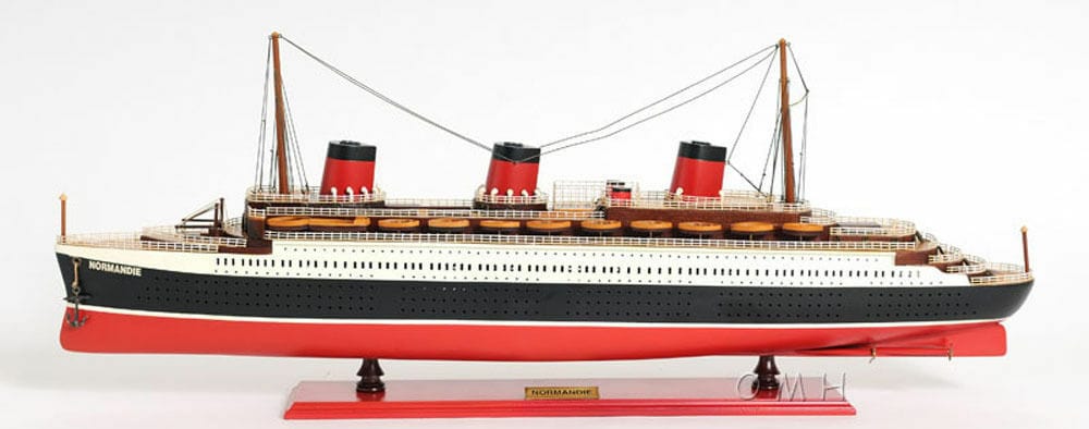 ALDO Hobbies & Creative Arts> Collectibles> Scale Model L: 41 W: 5.5 H: 14.5 Inches / NEW / Wood T.S.S. Normandie French Painted Passenger Ship Ocean Liner Large Wood Model Assembled