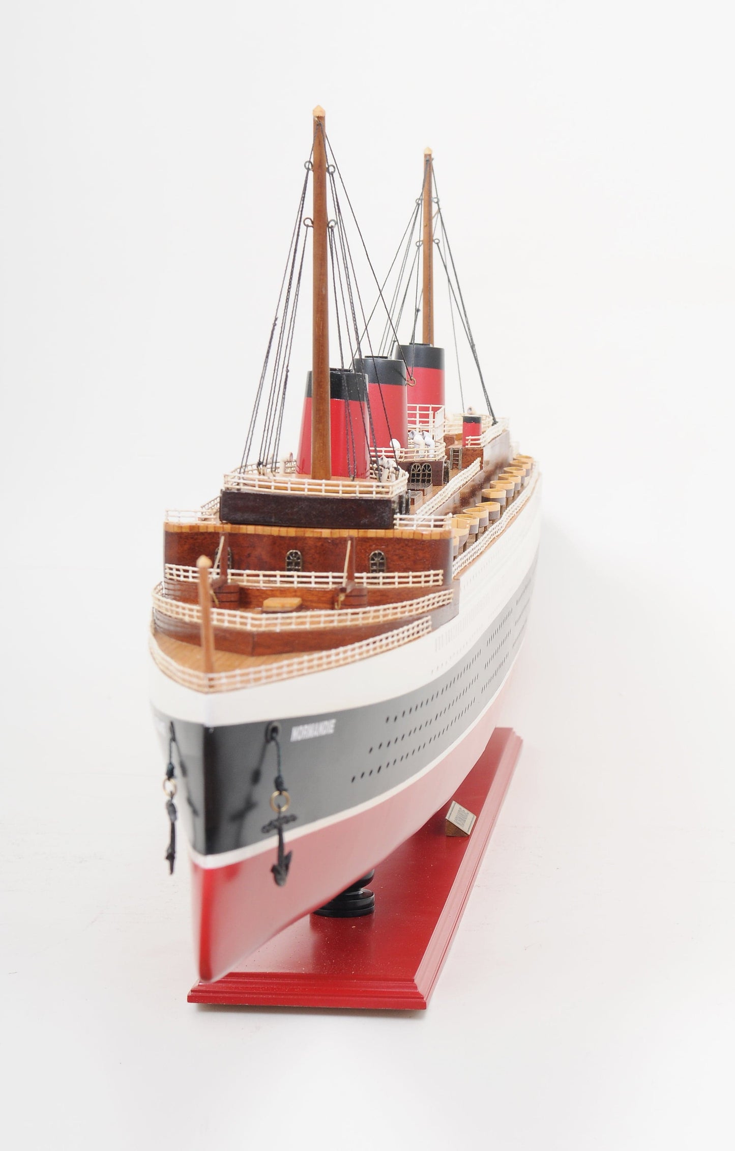 ALDO Hobbies & Creative Arts> Collectibles> Scale Model L: 41 W: 5.5 H: 14.5 Inches / NEW / Wood T.S.S. Normandie French Painted Passenger Ship Ocean Liner Large Wood Model Assembled